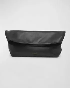 Откидной кожаный клатч Jil Sander, цвет Black