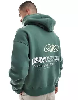 Откройте для себя толстовку с принтом зеленого цвета Pull&Bear