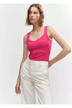 Открытая эластичная блузка Mango, розовый