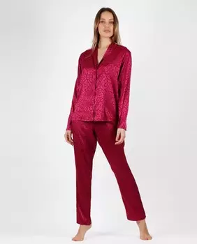 Открытая атласная женская пижама с длинными рукавами и длинными брюками. Admas, зеленый