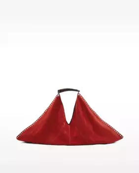 Открытая сумка через плечо из кожи под замшу с декоративными вставками Parfois, красный