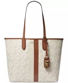 Открытая сумка-тоут East West с большим логотипом Eliza Michael Kors, серый