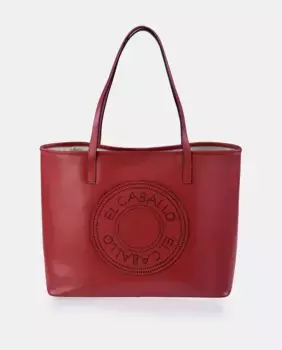 Открытая сумка-тоут с двойной ручкой из черной кожи El Caballo, красный