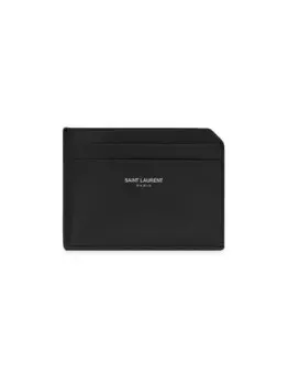 Открытая визитница из гладкой кожи Saint Laurent, черный