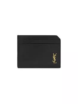 Открытая визитница Tiny Cassandre из блестящей кожи Saint Laurent, черный