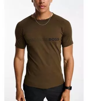 Открытая зеленая футболка узкого кроя BOSS BOSS Bodywear