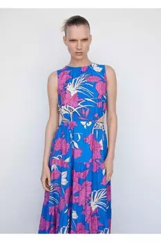 Открытое платье-баллон Mango, синий