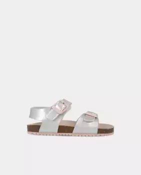 Открытые босоножки для девочек с застежкой-пряжкой серебристого цвета Garvaln, серебряный