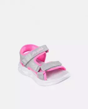Открытые босоножки для девочек Sola Glow из синтетики Skechers, серебряный