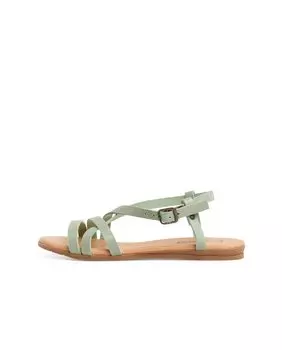 Открытые босоножки для девочки со скрещенными ремешками и застежкой-пряжкой Pisamonas, зеленый