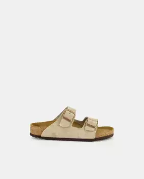 Открытые сандалии Arizona для мальчиков из замши Birkenstock, цвет Topo