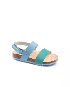 Открытые сандалии для девочек из ткани с застежкой на липучку Pablosky, синий