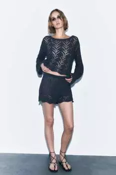 Открытые трикотажные шорты ZARA, синий