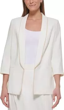 Открытый блейзер с шалевым воротником и окантовкой DKNY, цвет White/Sand