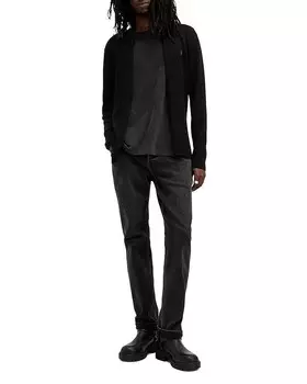 Открытый кардиган ALLSAINTS Mode обычного кроя из шерсти мериноса, черный