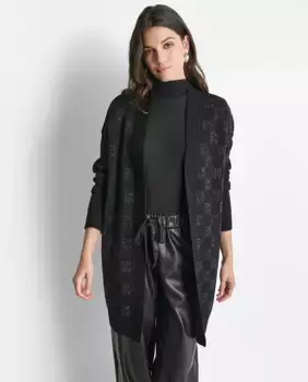 Открытый кардиган для женщин с длинными рукавами DKNY, черный