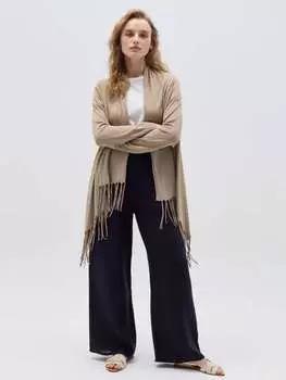 Открытый кардиган с бахромой Hybrid, цвет light tobacco brown