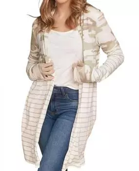 Открытый кардиган в полоску камуфляж Haptics, цвет camo stripe