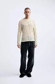 Открытый трикотажный топ ZARA, экру