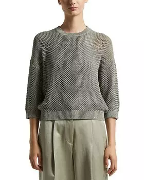 Открытый вязаный свитер с рукавом 3/4 Peserico, зеленый