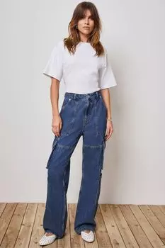 Отличные джинсы-карго с карманами Mint Velvet, синий