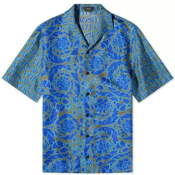 Отпускная рубашка с принтом Versace Baroque, синий
