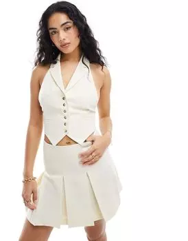 Отредактировано – Кремовый приталенный жилет, часть комплекта Edited