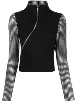 Ottolinger клетчатый топ с высоким воротником, зеленый