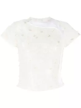 Ottolinger полупрозрачная футболка с английской вышивкой, нейтральный цвет