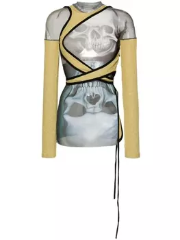 Ottolinger сетчатый топ с принтом, синий