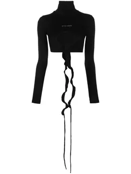 Ottolinger укороченная блузка с высоким воротником и логотипом, черный