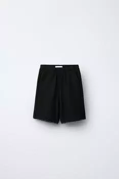 Оттоманские шорты-бермуды с отстрочкой верха ZARA, черный
