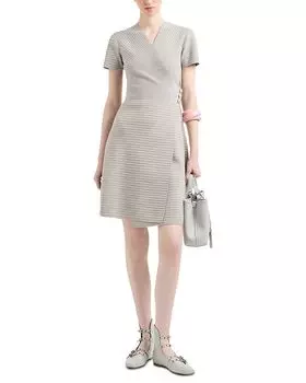 Оттоманское полосатое платье-рапорт Emporio Armani, серый