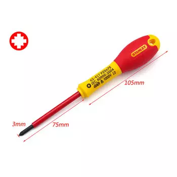 Отвертка Stanley изолированная, рисовидная, с двухцветной ручкой PZ0x75мм, отвертка 65-417-14