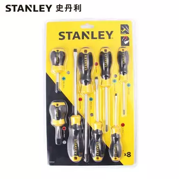 Отвертка Stanley, набор из 8 предметов 66-673-23 Серия B, пластиковая ручка, крестовая отвертка с плоской головкой