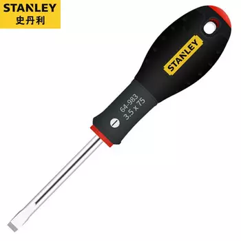 Отвертка STANLEY, плоская отвертка, трехцветная, с мягкой ручкой, конус 3,5x75 мм 64-983-14