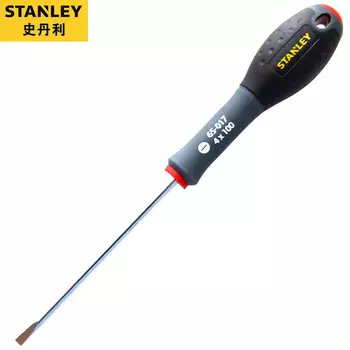 Отвертка STANLEY, плоская отвертка, трехцветная, с мягкой ручкой, конус 4,0х100 мм 65-017-14