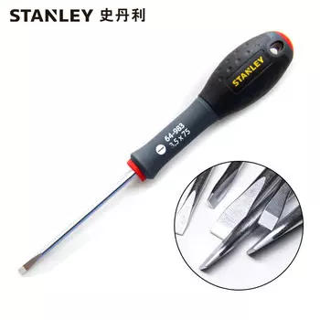 Отвертка Stanley с трехцветной ручкой и параллельным шлицем 3,5x75 мм, бытовая отвертка, многофункциональный инструмент для ремонта 64-983-14