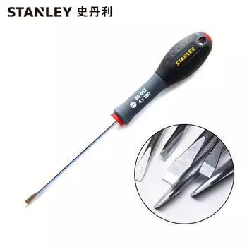 Отвертка Stanley с трехцветной ручкой и параллельным шлицем 4x100 мм, бытовая отвертка, многофункциональный инструмент для ремонта 65-017-14