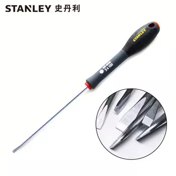 Отвертка Stanley с трехцветной ручкой и параллельным шлицем 3x100 мм, бытовая отвертка, многофункциональный инструмент для ремонта 65-008-14