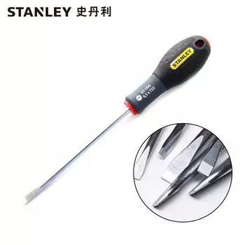Отвертка Stanley с трехцветной ручкой и параллельным шлицем 6,5x150 мм, бытовая отвертка, многофункциональный инструмент для ремонта 65-096-14