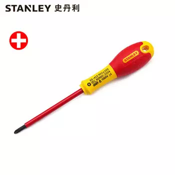 Отвертка Stanley/STANLEY с двухцветной ручкой и крестообразной изоляцией PH1x100 мм. Отвертка для электрика с высоким сопротивлением напряжению. Отвертка 65-415-14 может быть изготовлена по индивидуальному заказу.