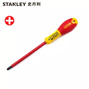 Отвертка Stanley/STANLEY с двухцветной ручкой и крестообразной изоляцией. PH2x125 мм. Отвертка для электрика с высоким сопротивлением напряжению. Отвертка 65-416-14 может быть изготовлена по индивидуальному заказу.