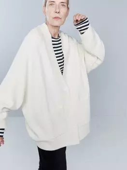 Ответственный кардиган оверсайз из смесовой шерсти реглан Raey, белый