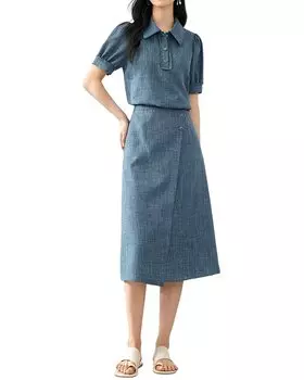 OUNIXUE комплект из 2-х предметов: топ и юбка, синий