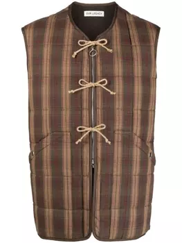 OUR LEGACY дутый жилет в клетку, коричневый