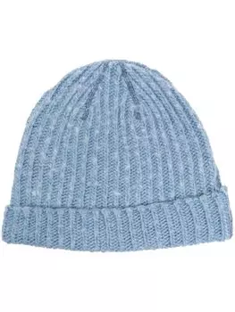 OUR LEGACY шапка бини крупной вязки в рубчик, синий