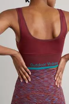 OUTDOOR VOICES Эластичный спортивный бюстгальтер в рубчик, бургундия