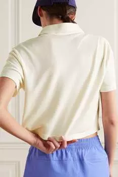 OUTDOOR VOICES Укороченная рубашка-поло DriRelease из эластичного переработанного пике с птичкой, бежевый