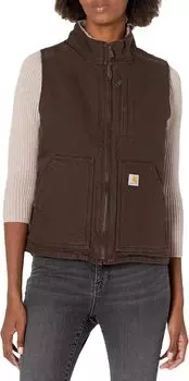 OV277 Жилет с воротником на подкладке из шерпы Carhartt, цвет Dark Brown